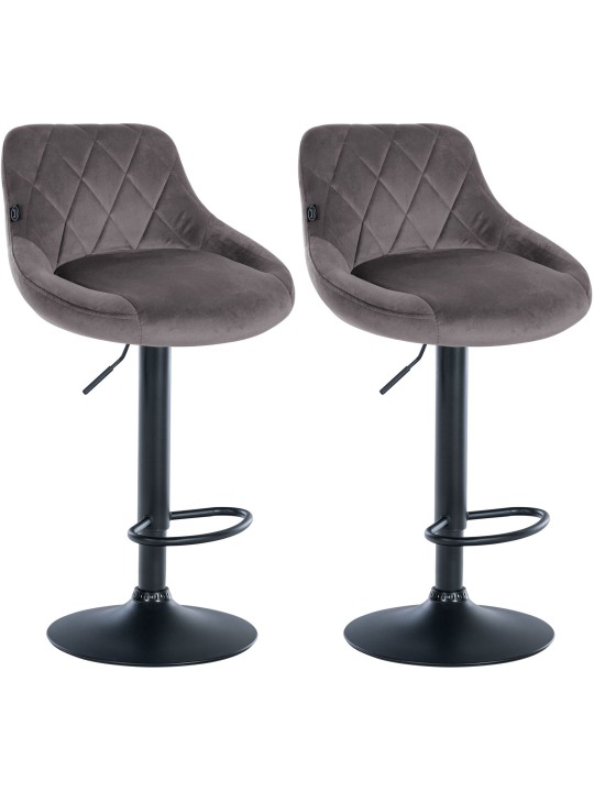 Set 2 scaune de bar Lazio catifea, gri