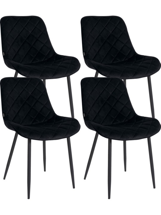 Set 4 Scaune Springs Velvet, negru