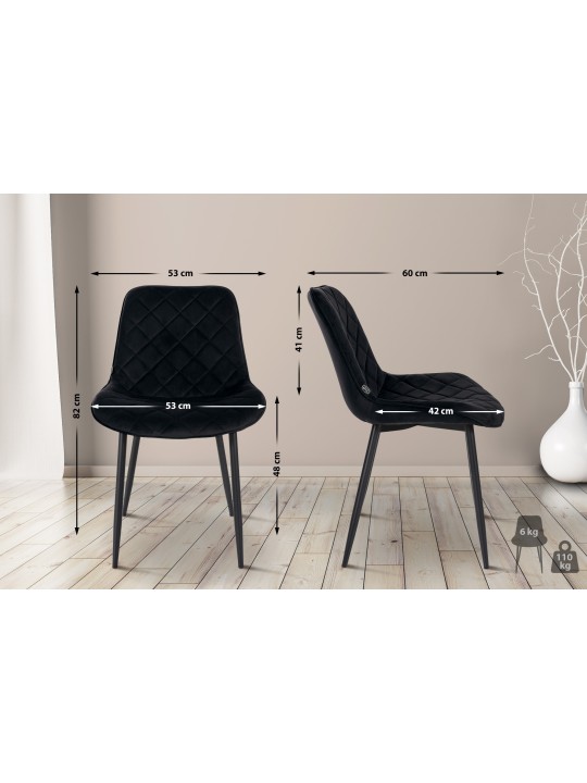 Set 4 Scaune Springs Velvet, negru