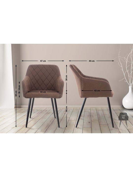 Set 2 scaune de sufragerie stofa Shila, maro