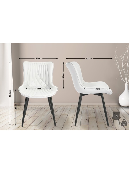 Set 2 scaune Brady imitatie piele, alb