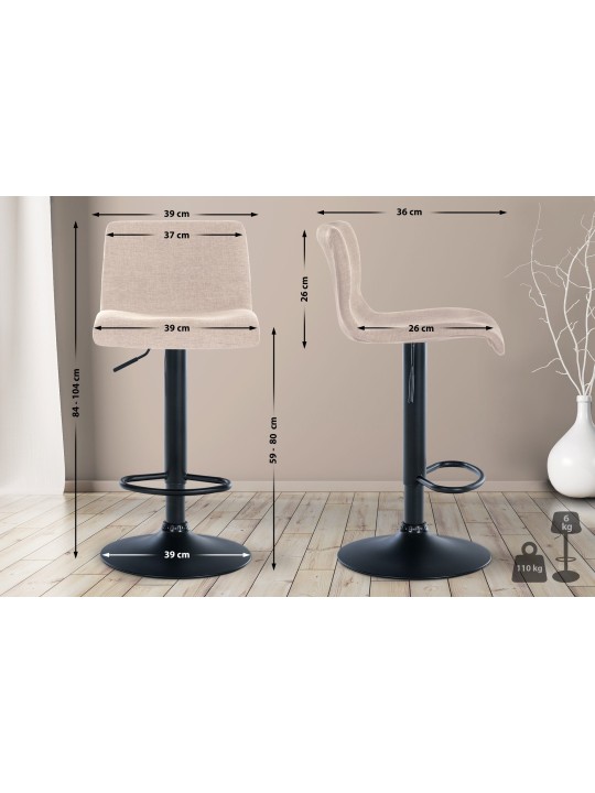 Scaun de bar tesatura Branford, crem Scaun de bar tesatura Branford, crem