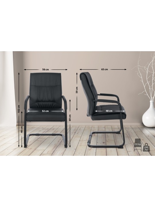 Scaun vizitator XL Anubis, negru/negru