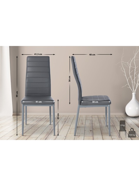 Scaun de sufragerie Mayfair imitatie piele, gri