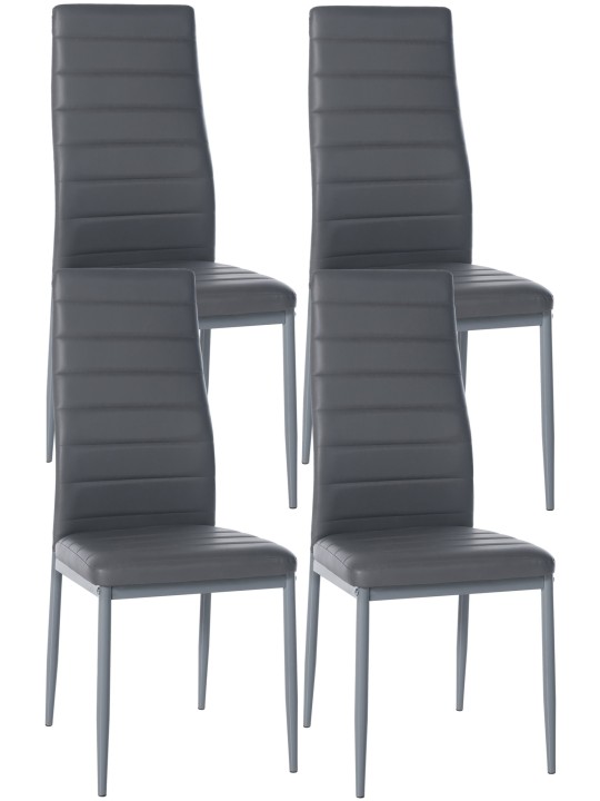 Set de 4 scaune de sufragerie Mayfair imitatie piele, gri