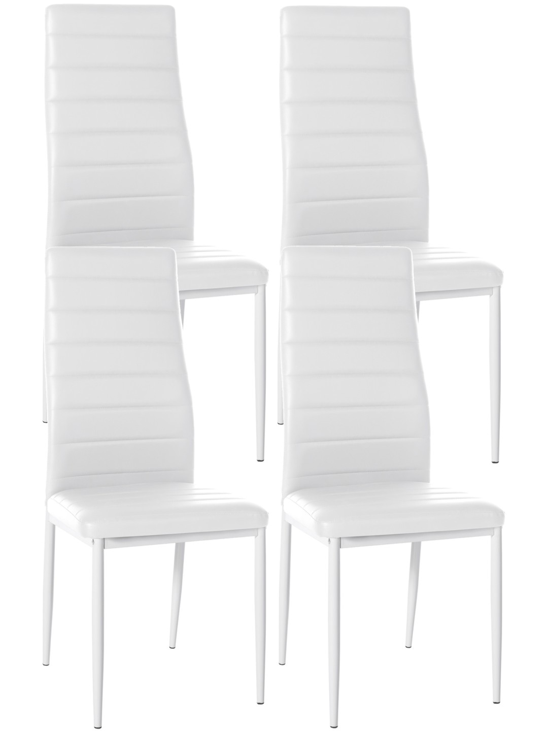 Set de 4 scaune de sufragerie Mayfair imitatie piele, alb