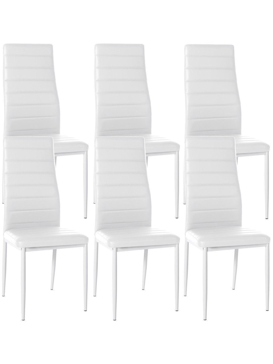 Set de 6 scaune de sufragerie Mayfair imitatie piele, alb