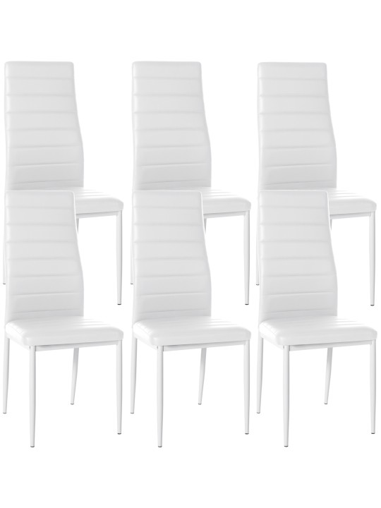 Set de 6 scaune de sufragerie Mayfair imitatie piele, alb Set de 6 scaune de sufragerie Mayfair imitatie piele, alb