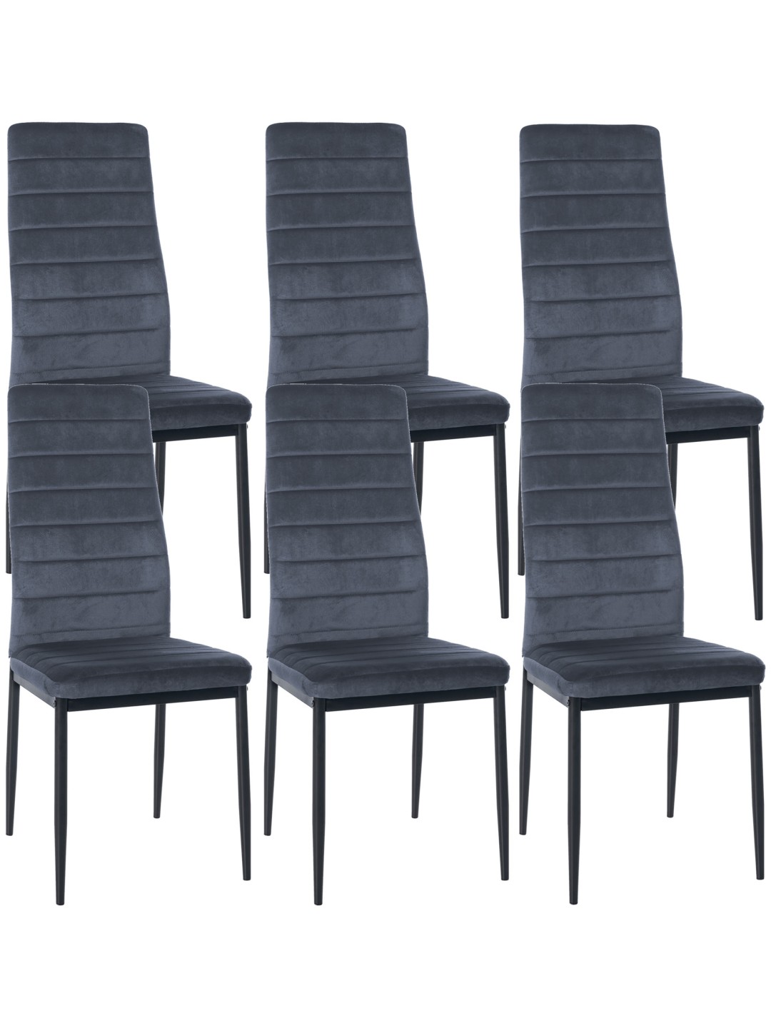 Set 6 scaune din catifea Mayfair, gri deschis