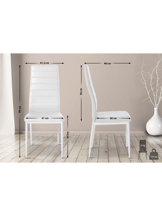 Set de 4 scaune de sufragerie Mayfair imitatie piele, alb Set de 4 scaune de sufragerie Mayfair imitatie piele, alb