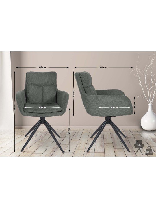 Scaun de sufragerie Vilas stofa, gri