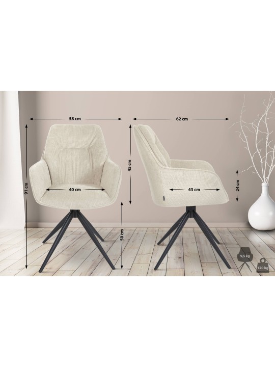 Scaun din țesătură Jules, crem