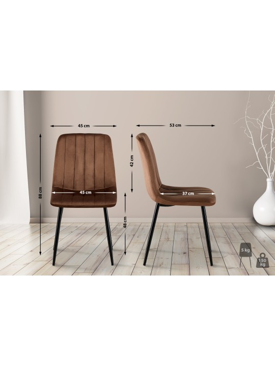 Scaun Dijon catifea, maro