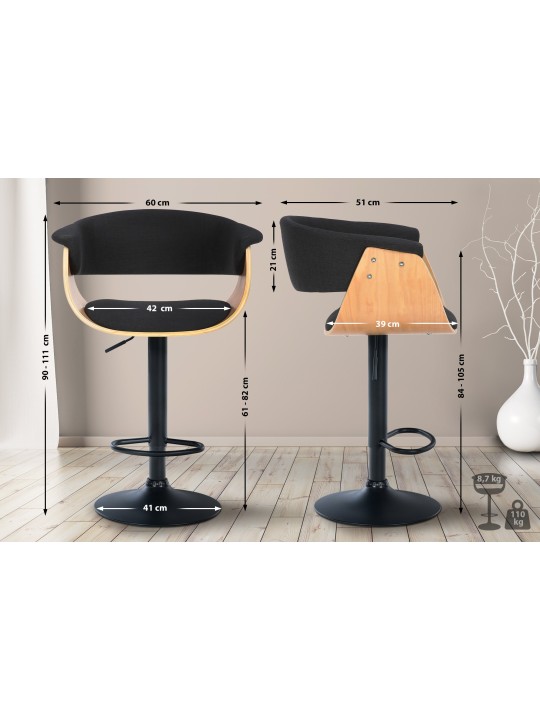 Set 2 taburete de bar Tesatura Vestal, natural/negru