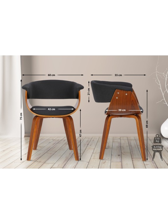 Set 2 scaune Bruce material, nuc/negru Set 2 scaune Bruce material, nuc/negru