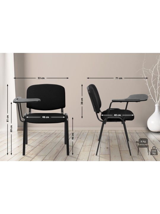 Scaun Ken XL cu material de masă pliabil, negru