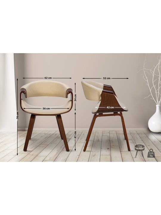 Scaun de sufragerie Foley stofa, nuc/crem