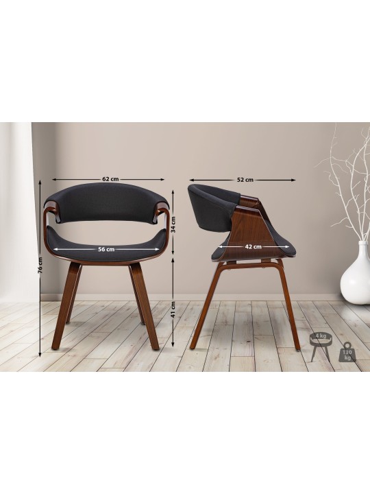 Scaun de sufragerie Foley stofa, nuc/negru