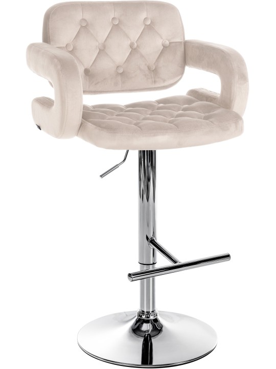 Scaun de bar Dublin catifea crom, crem