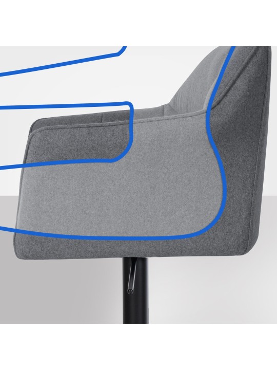 Scaun de bar Damaso B fetru, gri