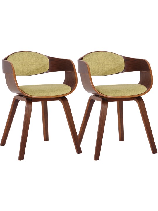 Set 2 scaune din material Kingston, nuc/verde deschis