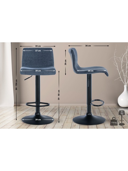 Set 2 taburete de bar tesatura Branford, albastru
