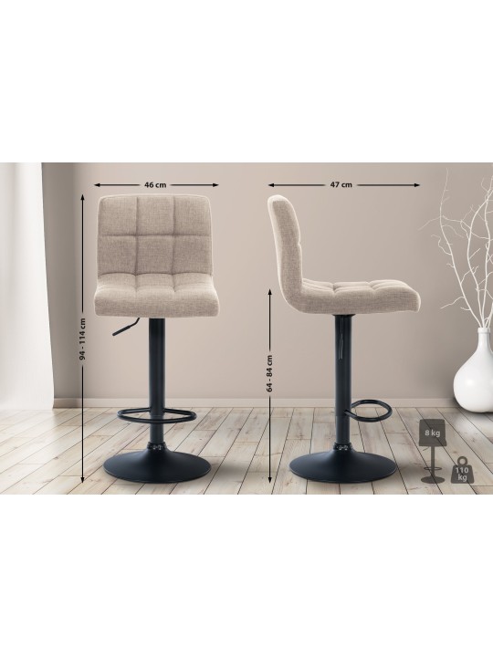 Set 2 scaune de bar Tesatura Calma, crem