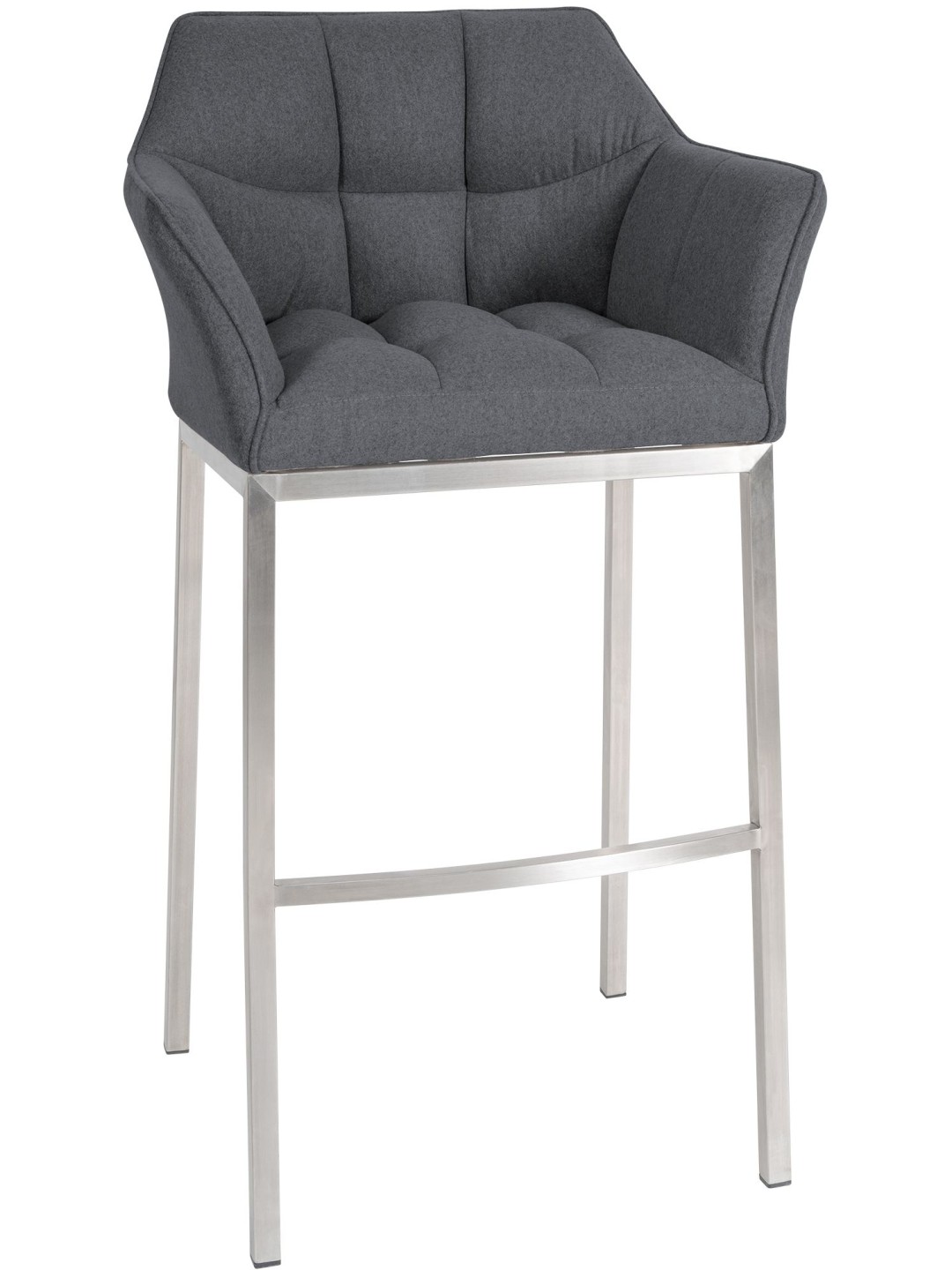 Scaun de bar Damaso E fetru cu cadru de 4 picioare, gri