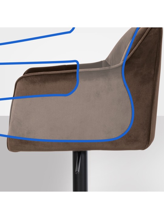 Scaun de bar Damaso B catifea, maro