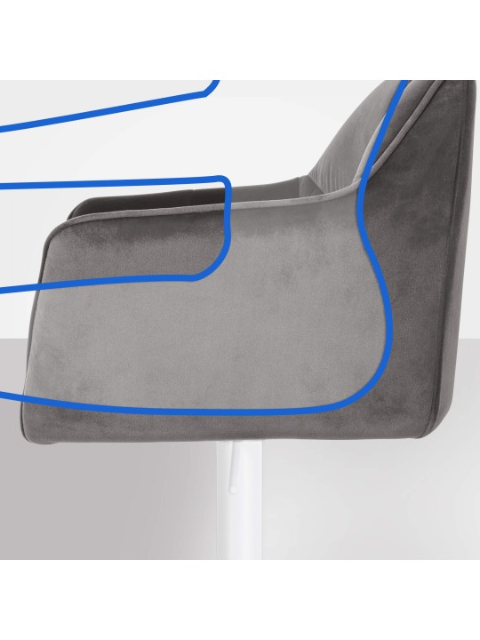 Scaun de bar Damaso W catifea, gri