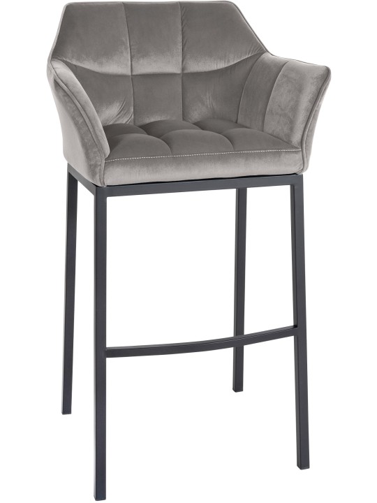 Scaun de bar Damaso B catifea cu cadru de 4 picioare, gri