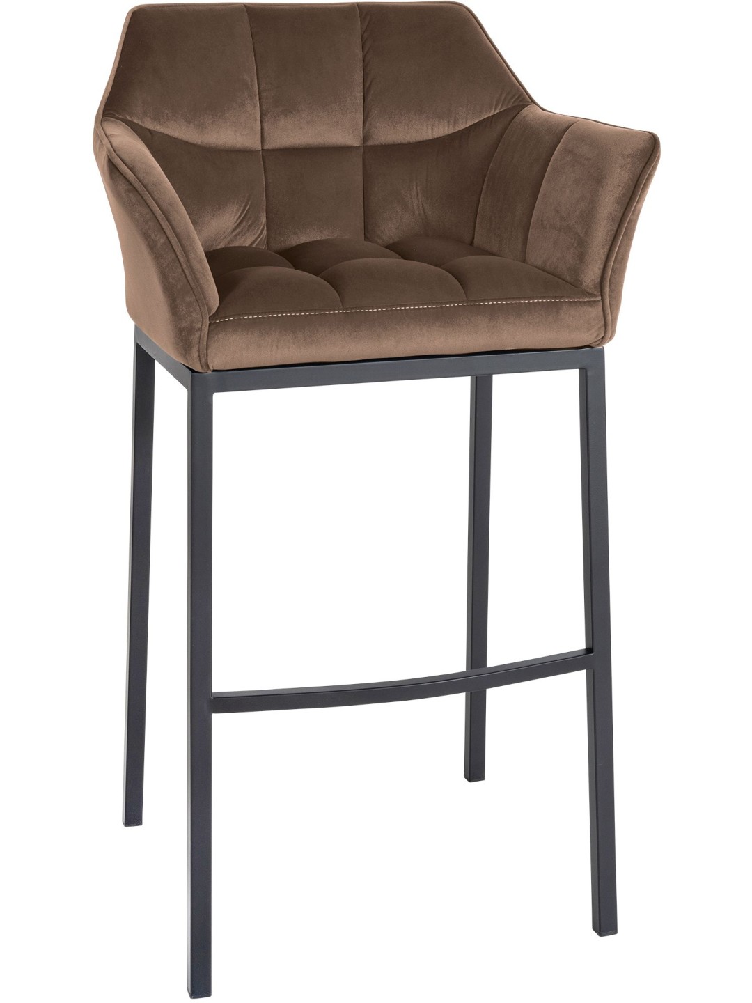 Scaun de bar Damaso B catifea cu cadru de 4 picioare, maro