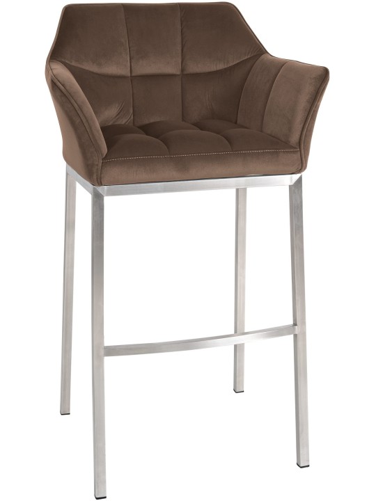 Scaun de bar Damaso E catifea cu cadru de 4 picioare, maro
