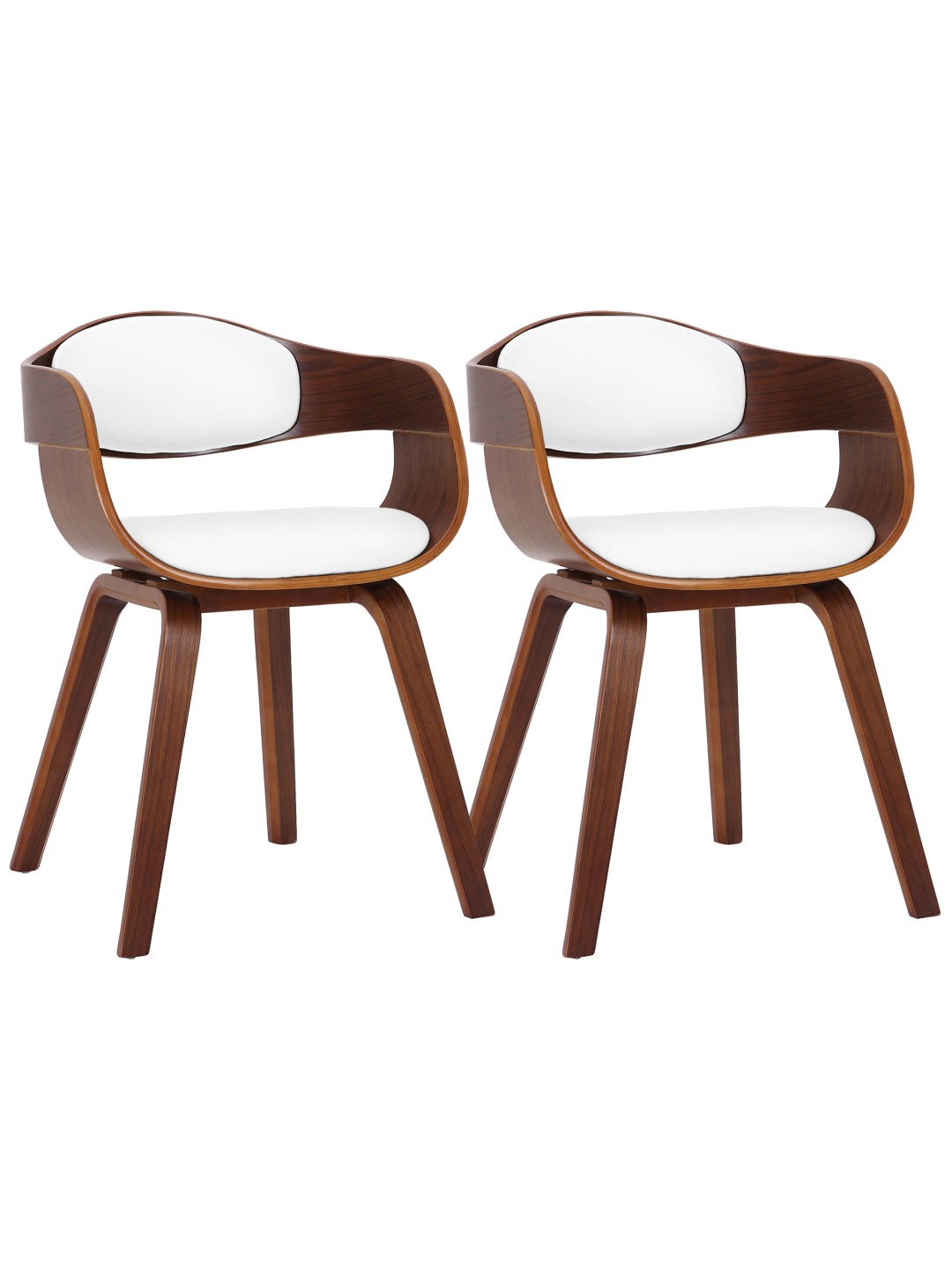 Set 2 scaune Kingston imitatie piele, nuc/alb