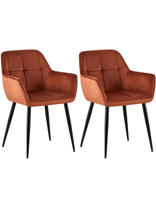 Set 2 scaune de sufragerie catifea Emia, maro Set 2 scaune de sufragerie catifea Emia, maro