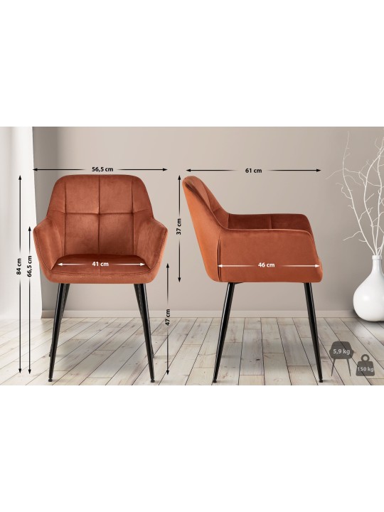 Set 2 scaune de sufragerie catifea Emia, maro Set 2 scaune de sufragerie catifea Emia, maro