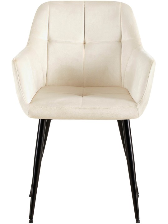 Set 2 scaune de sufragerie catifea Emia, crem