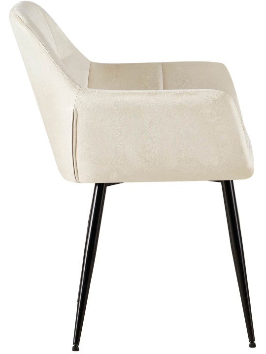 Set 2 scaune de sufragerie catifea Emia, crem