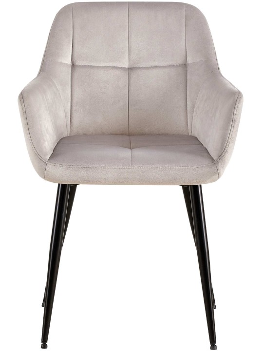 Set 2 scaune de sufragerie catifea Emia, gri deschis