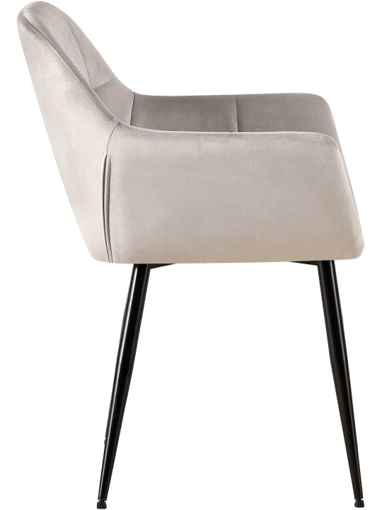 Set 2 scaune de sufragerie catifea Emia, gri deschis