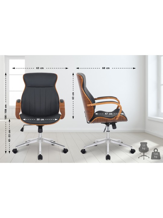 Scaun de birou Melilla imitatie piele, nuc/negru
