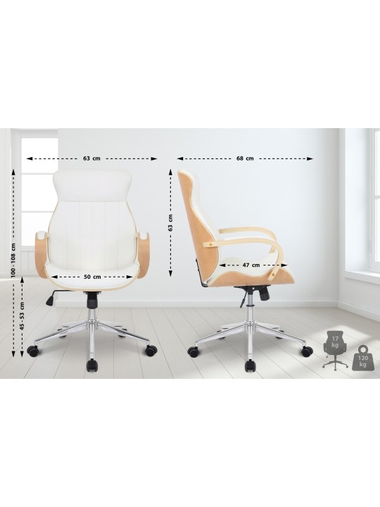 Scaun de birou Melilla imitatie piele, natural/alb
