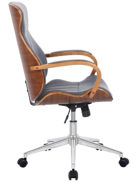 Scaun de birou Melilla imitatie piele, nuc/gri