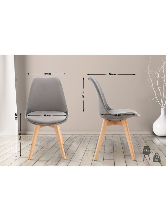Scaun Linares Velvet, gri