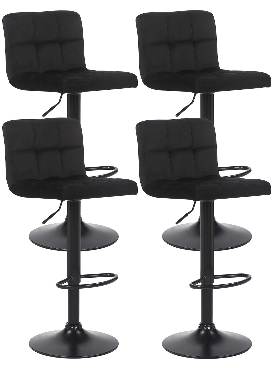 Set 4 scaune de bar Feni catifea, negru