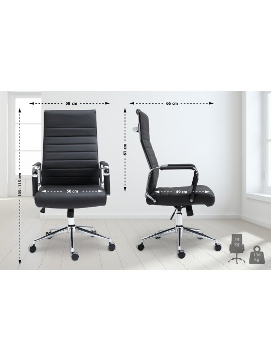 Scaun de birou Columbus piele naturala, negru