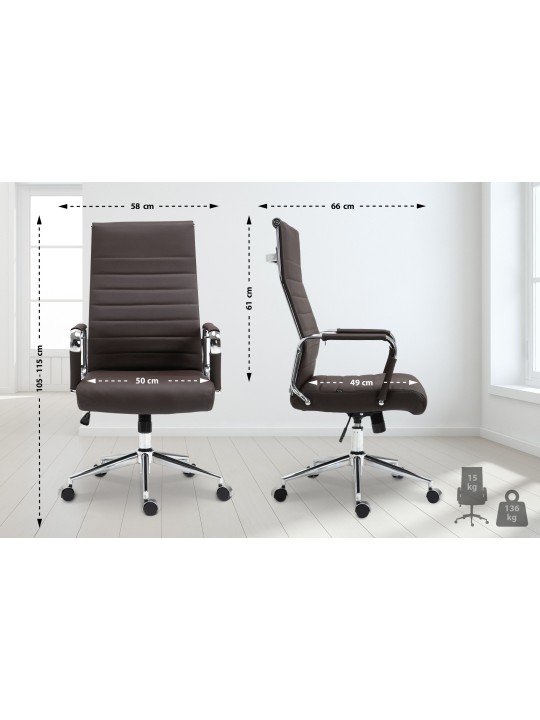 Scaun de birou Columbus piele naturala, maro