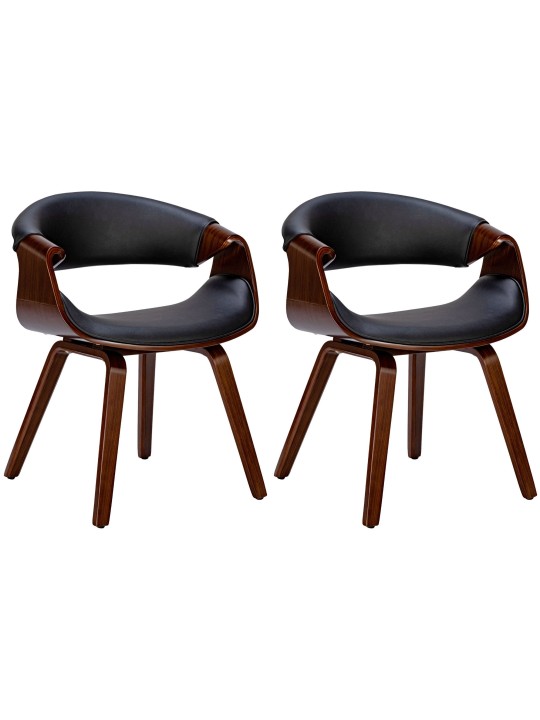 Set 2 scaune de sufragerie Foley imitatie piele, nuc/negru Set 2 scaune de sufragerie Foley imitatie piele, nuc/negru