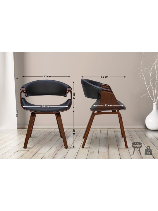 Set 2 scaune de sufragerie Foley imitatie piele, nuc/negru Set 2 scaune de sufragerie Foley imitatie piele, nuc/negru