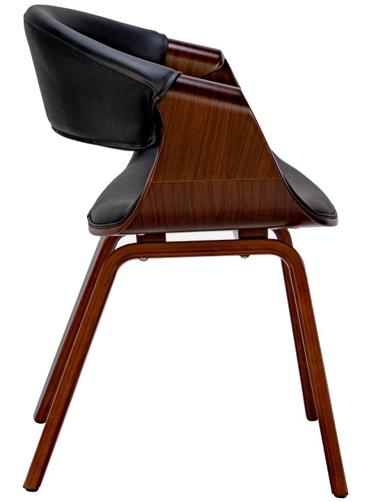 Set 2 scaune de sufragerie Foley imitatie piele, nuc/negru Set 2 scaune de sufragerie Foley imitatie piele, nuc/negru